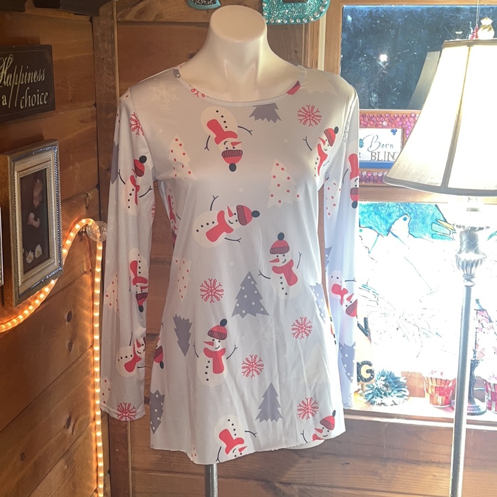 Christmas tunic/shirt dress snowman silky material